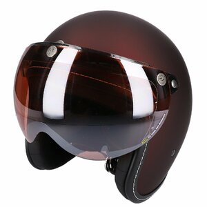 スモールジェットヘルメット シールドセット マットワインレッド フリーサイズ 開閉式シールド Fミラーパーシモン VT-10