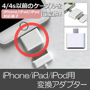 AP iPhone/iPad/iPod用変換アダプター 4/4s以前のケーブルを使用可 同期＆充電OK！ 30→8ピン AP-TH107