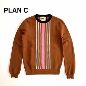 ☆未使用 プランシー PLAN C ストライプ ナイロン ニット セーター ブラウン size 38 イタリア製 タグ付き MARNI マルニ スウェット