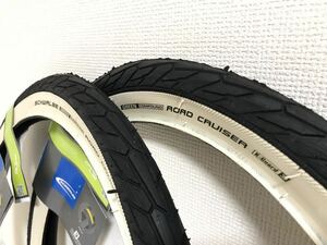 【送料無料】 SCHWALBE ロードクルーザー 20×1.75 ブラック×ホワイト 新品2本セット《ETRTO406》