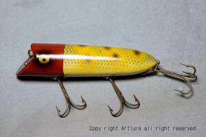 VINTAGE wooden PAINT eyes LURE HEDDON HEAD ON BASSAR C1949 （8137-33）USA MADE #OLDLURE #ARTLURE_VINTAGE ＃ヴィンテージルアー　