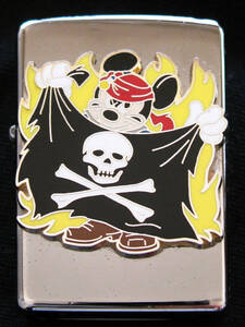 Zippo ジッポー オイルライター Disney ミッキーマウス炎の海賊 火花OK 05年2月製造ビンテージ 中古１点