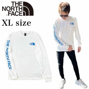 ザ ノースフェイス ロンT 長袖 Tシャツ NF0A811P ホワイト×ブルー XLサイズ スリーブヒット 袖ロゴ THE NORTH FACE L/S SLEEVE HIT 新品
