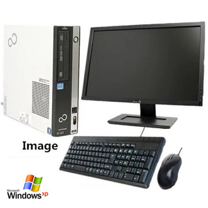 中古パソコン 19型液晶セット 純正Microsoft Office 2010付 Windows XP 32bit SSD80GB 富士通 ESPRIMO Dシリーズ Core2Duo E7500 2.93G
