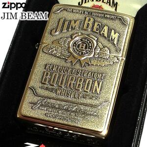 ジッポ ライター ジムビーム バーボン ウイスキー ZIPPO JIM BEAM ブラス アメリカン アンティークゴールド 金タンク
