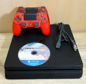 【中古】SONY PS4 CUH-2000B 黒 本体/コントローラー②/電源コード ソフト プロスピ2019 USBケーブル/HDMI欠品