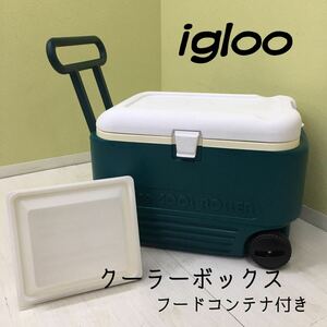 SU■ igloo イグルー クーラーボックス フードコンテナ付き グリーン×ホワイト 緑 白 大型 容器 キャンプ BBQ アウトドア レジャー 中古品