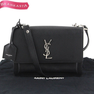 SAINT LAURENT PARIS/サンローランパリ サンセット ミディアム レディース ショルダーバッグ レザー 本革 黒 [NEW]★62BC80