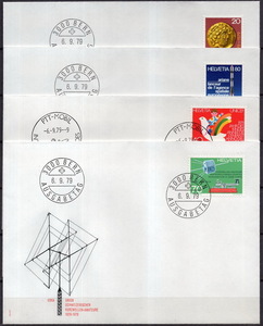 ★1979年-スイス- 「スイス貨幣協会100年等 周年記念」4種完/FDCカバー4枚(SC#677-680)★S-830