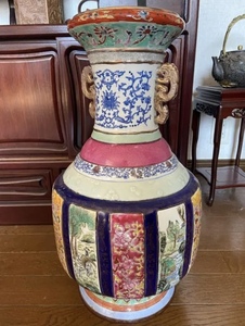 中国民国時代　粉彩大花瓶　磁母　瓷母 高さ49cm