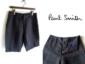 Paul Smith ポールスミス 2019SS リネンレーヨン ショートパンツ ショーツ ハーフパンツ M 紺 ネイビー 日本製 麻60%/レーヨン40％ 春夏