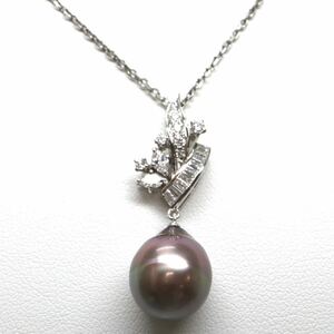 MIKIMOTO(ミキモト)《K14WG 南洋黒蝶真珠/天然ダイヤモンドネックレス》A 約7.1g 約38cm 0.54ct necklace diamond jewelry EC3/EC7