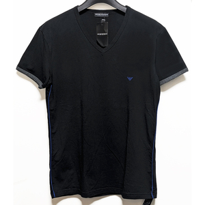 EMPORIOARMANI 背ロゴパイピングストレッチVネックTシャツ XL 新古品 エンポリオアルマーニ