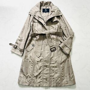 極美品★BURBERRY LONDON★梅雨~初夏の羽織り★シャドーチェック★さらさらコートジャケット 大きめM~L相当 バーバリーロンドン トレンチ