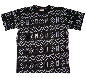 アフリカ　ボゴラン　泥染めプリント　Tシャツ　メンズL～XLサイズ　ブラック