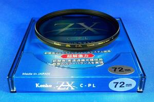 最高のカラーバランス 新古品 超美品 Kenko Tokina ZX (ゼクロス) C-PL 円偏光 72mm 薄枠 超解像力 撥水 撥油 4k 8k 色彩コントラスト効果 