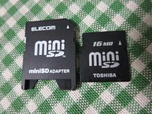 東芝 miniSDメモリカード 16MB SD-S16SH+アダプタ
