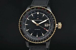 ハミルトン H76635730 カーキ アビエイション コンバーター メンズ PVD/革 オートマ 裏スケ H766350 黒文字盤【正規・新品】