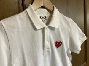 PLAY COMME des GARCONS ポロシャツ レディース プレイコムデギャルソン ハート Tシャツ 白 ホワイト 半袖