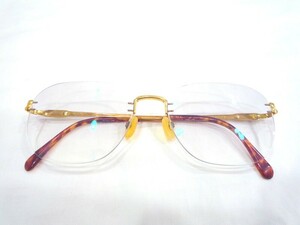 1000円スタート 眼鏡 HOYA 145 ES35Ka K18 MADE IN JAPAN 145 □18 K18 度入り眼鏡 フレーム無 総重量約30.5g めがね 3 AA1002
