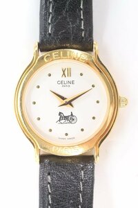 CELINE セリーヌ 馬車 ロゴ クォーツ 2針 レディース 腕時計 ゴールドカラー 5236-N