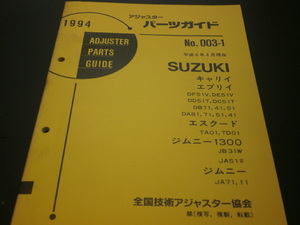 スズキ　当時物　アジャスターパーツガイド　ジムニー　ジムニー1300 エスクード　キャリー　エブリー　見積り　板金　塗装