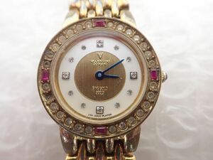 D526-60-M　VALENTINO DOMANI バレンチノドマーニ 24K GOLD PLATED 金メッキ /ゴールド レディース腕時計　中古現状品　レターパック