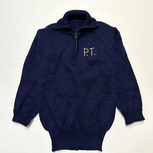 80s イタリア軍 P.T. ハーフジップ ニット セーター ネイビー 紺 XS vintage ヴィンテージ ビンテージ タートル ハイネックミリタリー