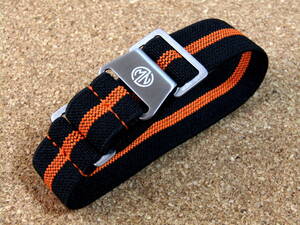 MARINE-NATIONALE/MN-STRAP！BLACK & ORANGE THICK-STRIPE 20MM MNストラップ！※ネコポス発送で送料無料！