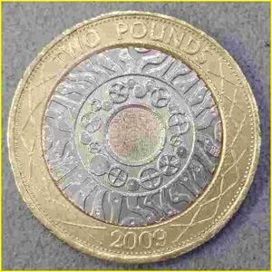 【イギリス 2ポンド 硬貨/2009年】 エリザベス2世/バイカラー/バイメタル/コイン