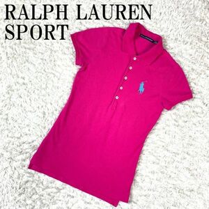 RALPH LAUREN SPORT 半袖ポロシャツ ピンク ラルフローレンスポーツ ロゴ刺 コットン ポリウレタン XS B2683