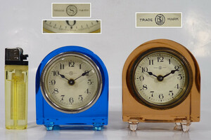 《ＶＰ》日本製 アンティーク ガラス置時計 ２点 英工舎製 SEIKOSHA精工舎製 作動品