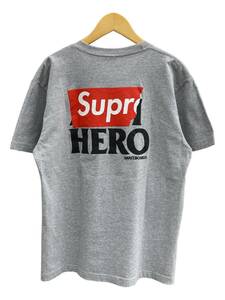 Supreme (シュプリーム) ANTIHERO アンタイヒーロー 14SS Pocket Tee ポケットTシャツ 半袖 ロゴ Super HERO L グレー メンズ/009