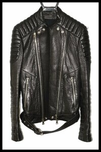 希少美中古■BALMAIN ラムレザー ライダースジャケット 44 バルマン■0229hc029245