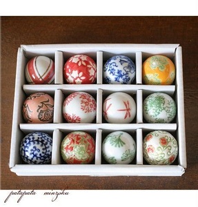 陶器 浮球 12球 セット 彩色 S 浮き球 ディスプレイ オブジェ 睡蓮鉢