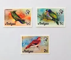 外国切手　英領アンティグア　鳥　3種