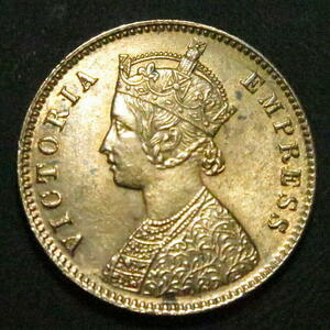 英領インド 1891年 明治24年 ビクトリア女王 1/4アンナ銅貨 g4126