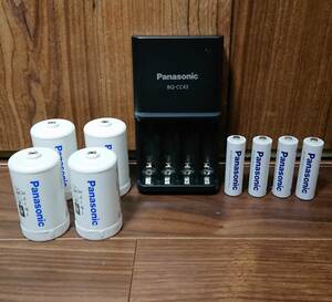 【送料無料】Panasonic パナソニック エボルタ エネループ 充電器＋単3充電池4本＋スペーサー4本の合計９点セット 新品