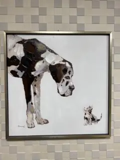 犬と猫 オイルペイント 絵画