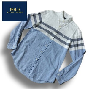 【超希少】【美配色】【現行品】POLO RALPH LAUREN　ラルフローレン　オックスフォード　ホワイト　ストライプ　ドレスシャツ　極美品