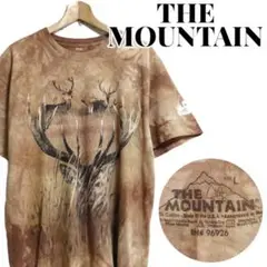 THE MOUNTAIN アニマル柄 鹿柄 サバンナ柄 タイダイTシャツ L