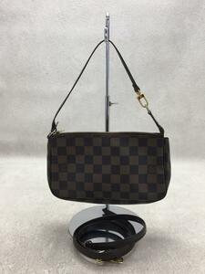 LOUIS VUITTON◆ポシェット・アクセソワール_ダミエ・エベヌ_BRW/PVC/BRW