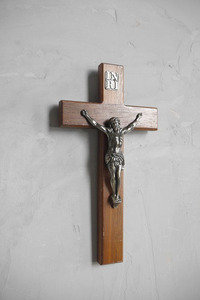アンティーク　フランス　キリスト　十字架　壁掛けオブジェ　B　教会　マリア　店舗什器　ウォールデコ