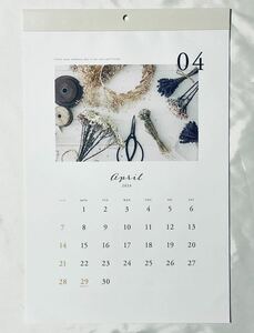 【4月始まり】2024年 シンプル インテリアフォト 壁掛けカレンダー A3