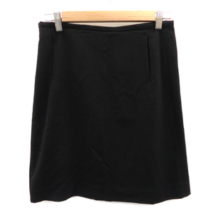 ダナキャランニューヨーク DKNY 台形スカート ひざ丈 無地 ウール 大きいサイズ 4 黒 ブラック /YK8 レディース