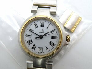 1円◆稼働◆ ダンヒル ホワイト クオーツ レディース 腕時計 コマ2 M41607