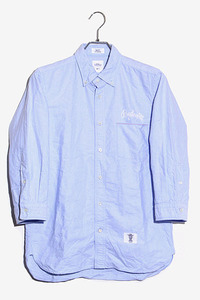 BEDWIN ベドウィン コットン ロゴ刺繍 七分丈 ボタンダウン 長袖シャツ 1 BLUE ブルー /◆ メンズ