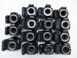 (4939N)ジャンク SONY SLT-A33 SLT-A57 SLT-A55V SLT-A65V SLT-A77V DSLR-A100 DSLR-A300ソニ－ まとめてセット 15台 動作未確認 同梱不可