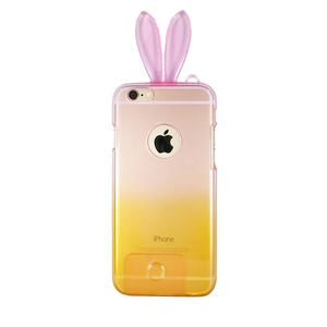 即決・送料込)【かわいい うさちゃんのケース】がうがう! iPhone6s/6 Rabbit TPU Case Pink/Yellow
