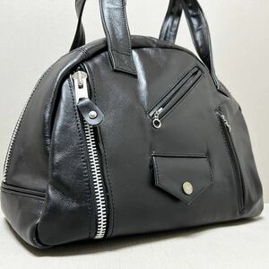 【極美品】Schott ショット RIDERS BOSTON BAG ライダース ボストンバッグ トート メンズ ビジネス A4可 肩掛け レザー 牛革 本革 ブラック